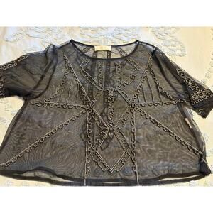 Abercrombie and Fitch Sheer Beaded Mesh Top Medium